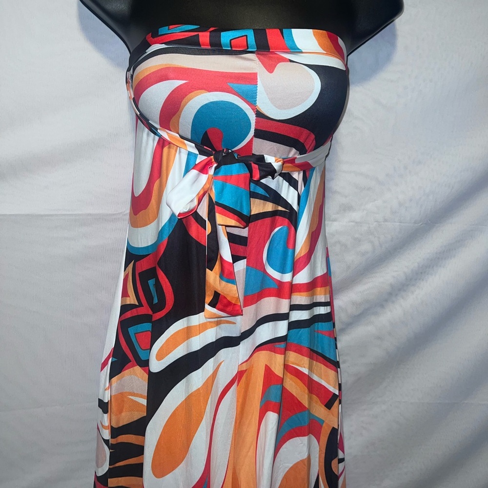 Brand New Multicolor Strapless Maxi Dress
